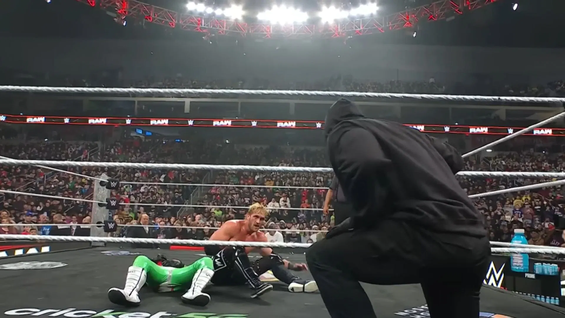 Logan Paul seen backstage with Masked Man